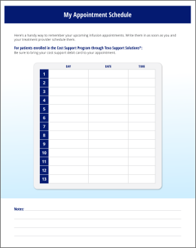 Printable CINQAIR appointment tracker